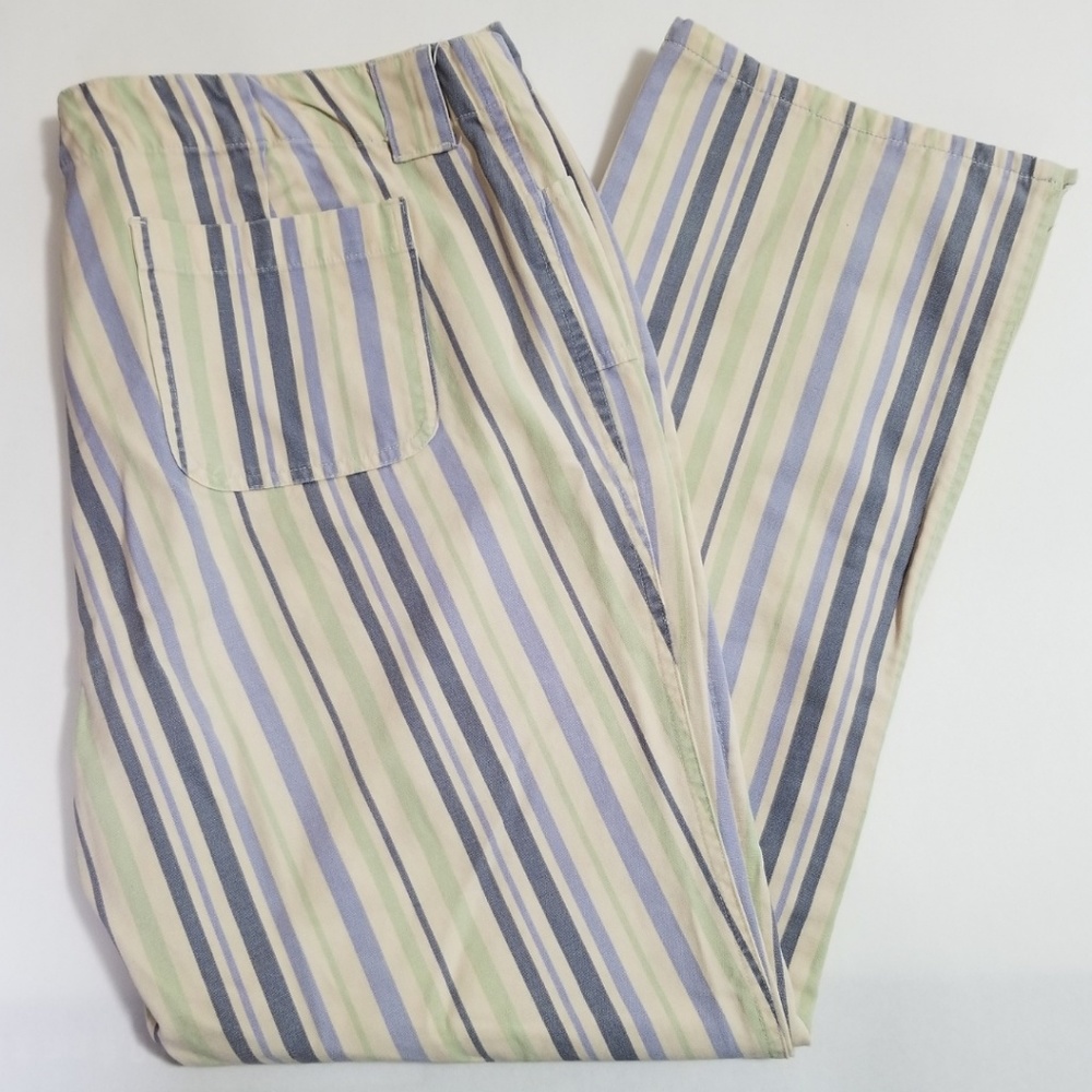 Nevada Off White Striped Ankle Pants | Cotton